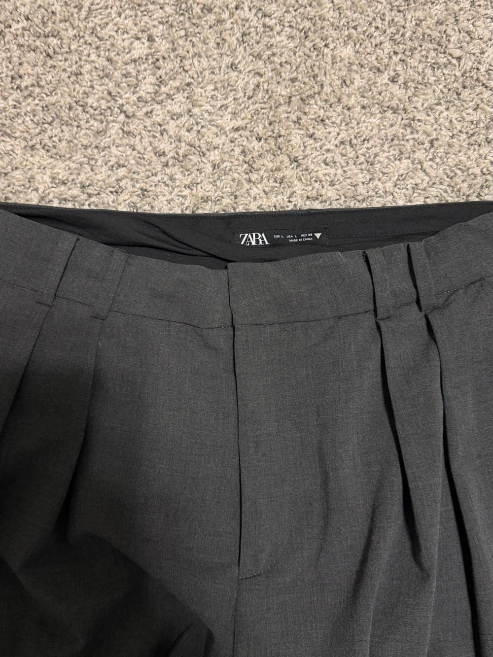 ZARA Dark Gray Pleated Dress Pants